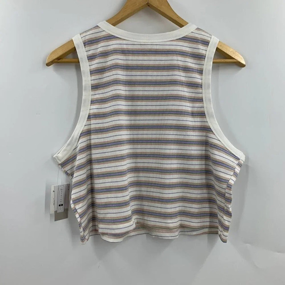 Nordstrom BP Women's White Kalee Stripe Cotton Rib Knit Ringer Tank Size‎ 3X NWT - Picture 2 of 12